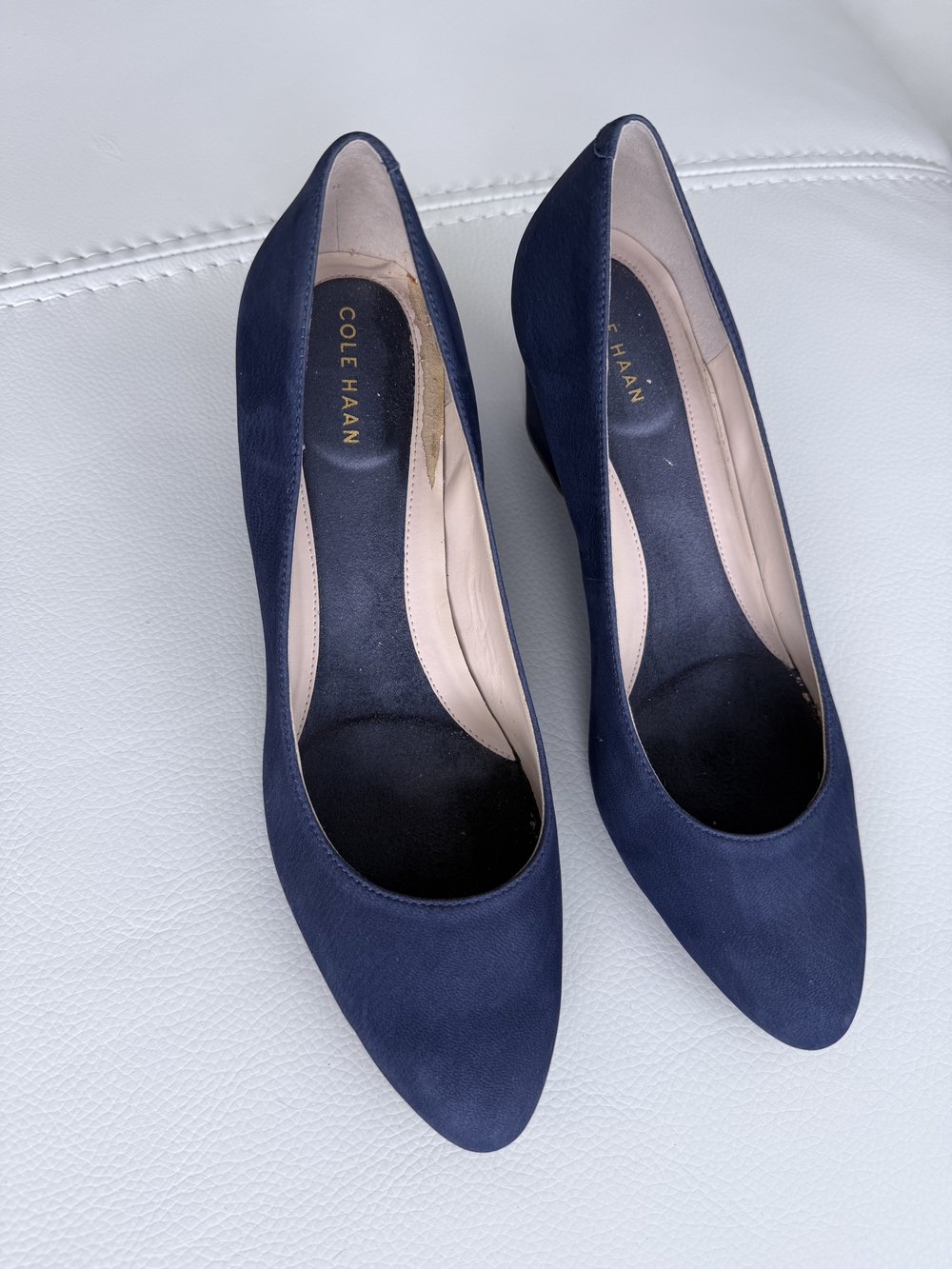 Cole Haan Navy Suede Pointed-Toe Wedge Pumps - NEW